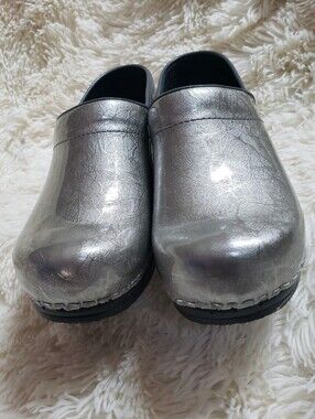 Sanita Metallic Silver Clog Shoes Gently Preloved